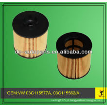 VW 03C115577A, 03C115562 ELEMENTO DE FILTRO DE ÓLEO E ELEMENTO DE LUBRIFICANTE PARA VW Bora, Eos, Golfe, Jetta III, Passat, Polo, Touran, SKODA Octavia